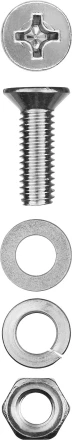 Винт (DIN965) в комплекте с гайкой (DIN934), шайбой (DIN125), шайбой пруж. (DIN127), M5 x 20 мм, 16 шт, ЗУБР 303456-05-020 купить в Нягани