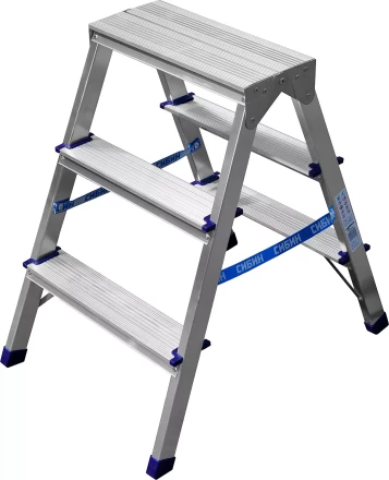 Лестница-стремянка двухсторонняя алюминиевая, СИБИН 38825-03, 3 ступени 38825-03 купить в Нягани
