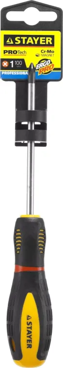 Отвертка STAYER "PROFI" "PROTech", двухкомп рукоятка, намагниченная, Cr-Mo, PH1x100мм 25132-1-10_z02 купить в Нягани