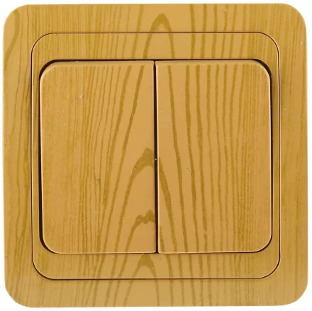 Выключатель СВЕТОЗАР &quot;ГАММА&quot; двухклавишный, цвет ольха, 10A/~250B SV-54134-A купить в Нягани