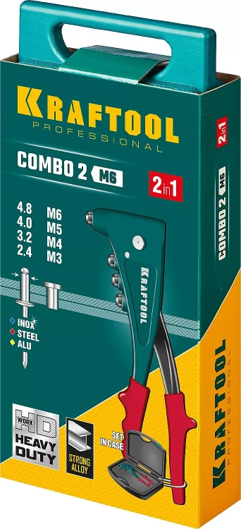 Комбинированные заклепочники, KRAFTOOL Combo2-M6 31180 31180 купить в Нягани