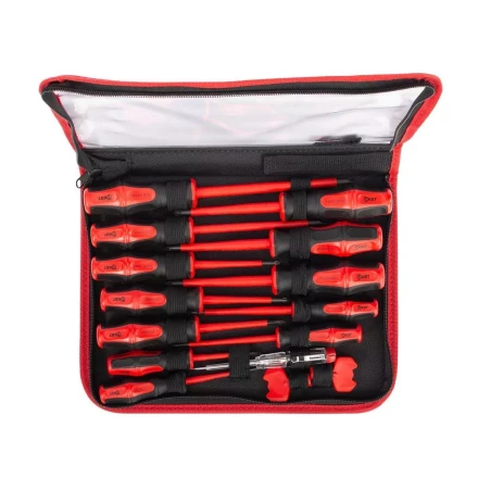 Набор диэлектрических отверток КВТ VDE НИО-15, профиль SL, PH, PZ, PZ/FL и ключи для электрошкафов, 15 предметов (103015) купить в Нягани