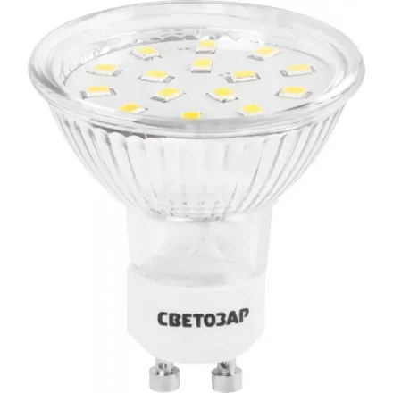 Лампы СВЕТОЗАР светодиодные &quot;LED technology&quot;, цоколь GU10, теплый белый свет (3000К), 220В, 3Вт (25) 44560-25_z01 купить в Нягани