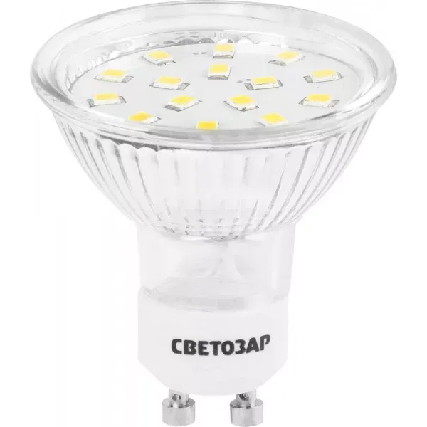 Лампы СВЕТОЗАР светодиодные "LED technology", цоколь GU10, теплый белый свет (3000К), 220В, 3Вт (25) 44560-25_z01 купить в Нягани
