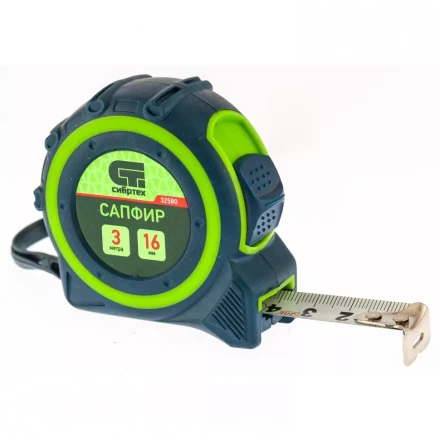 Рулетка Сапфир двухкомпонентный корпус 3м х 16 мм СИБРТЕХ 32580 купить в Нягани