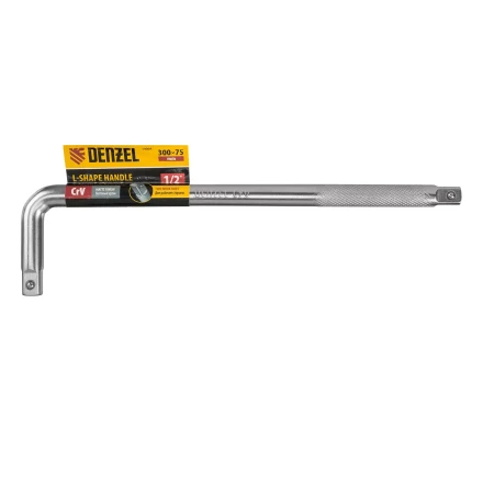 Вороток Г-образный, 300*75 мм, квадрат 1/2&quot;, CrV, матовый хром Denzel 14064 купить в Нягани