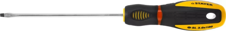 Отвертка STAYER "PROFI" "PROTech", двухкомп рукоятка, намагниченная, Cr-Mo, SL3,0x100мм 25131-03-10_z02 купить в Нягани