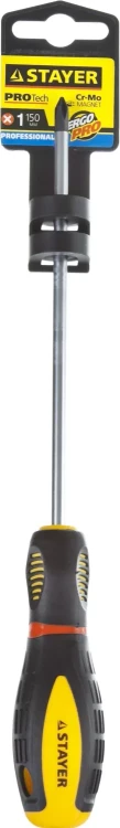 Отвертка STAYER "PROFI" "PROTech", двухкомп рукоятка, намагниченная, Cr-Mo, PH1x150мм 25132-1-15_z02 купить в Нягани
