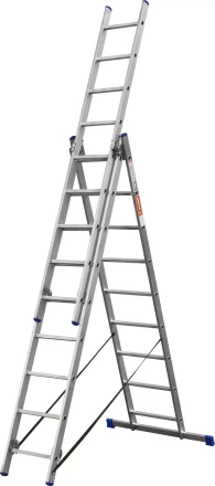 Лестница ЗУБР универсальная, трехсекционная со стабилизатором, 9 ступеней 38831-09 купить в Нягани