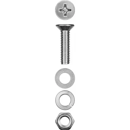 Винт (DIN965) в комплекте с гайкой (DIN934), шайбой (DIN125), шайбой пруж. (DIN127), M4 x 30 мм, 18 шт, ЗУБР 303456-04-030 купить в Нягани
