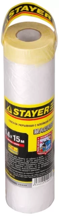 Пленка STAYER &quot;PROFESSIONAL&quot; защитная с клейкой лентой &quot;МАСКЕР&quot;, HDPE, 9мкм, 1,4х15м 12255-140-15 купить в Нягани