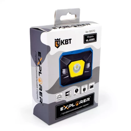 Фонарик налобный светодиодный со встроенным аккумулятором КВТ HL-6565 (82070) купить в Нягани