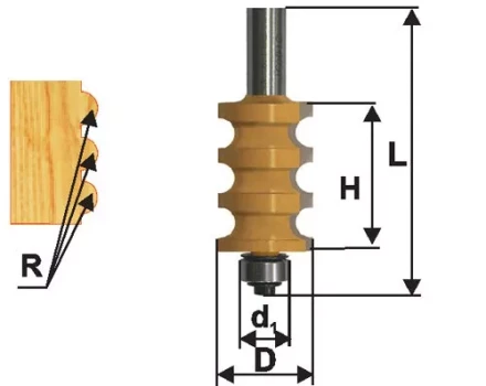Фреза кромочная фигурная Ф223Х254 мм R32 мм хвостовик 12 мм 46427 купить в Нягани