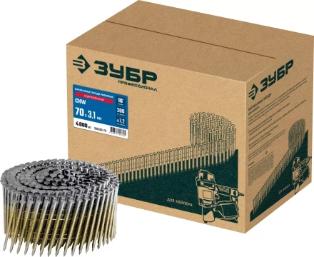 ЗУБР CNW 70 х 3.1 мм, барабанные гвозди рифленые оцинкованные, 4800 шт (305383-70) купить в Нягани