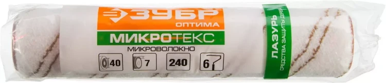Ролик малярный сменный ЗУБР "ОПТИМА -МИКРОТЕКС", пропитки и средства защиты древесины, микрофибра, ворс 7 мм, бюгель 6 мм, 40х240мм 02545-24 купить в Нягани