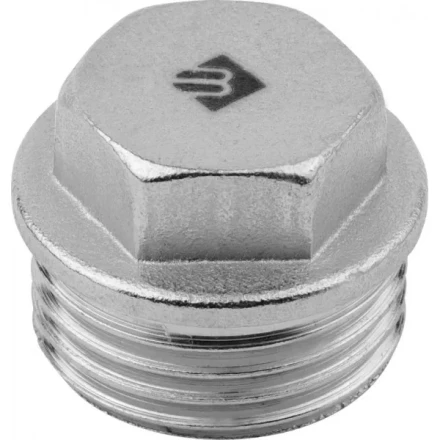 Заглушка ЗУБР &quot;ЭКСПЕРТ&quot;, 6-ти гранная головка с прижимной шайбой, никелированная латунь, наружная резьба, 1/2&quot; 51299-1/2 купить в Нягани