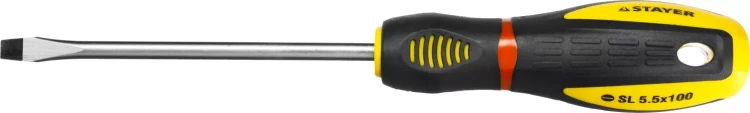 Отвертка STAYER "PROFI" "PROTech", двухкомп рукоятка, намагниченная, Cr-Mo, SL5,5x100мм 25131-05-10_z02 купить в Нягани