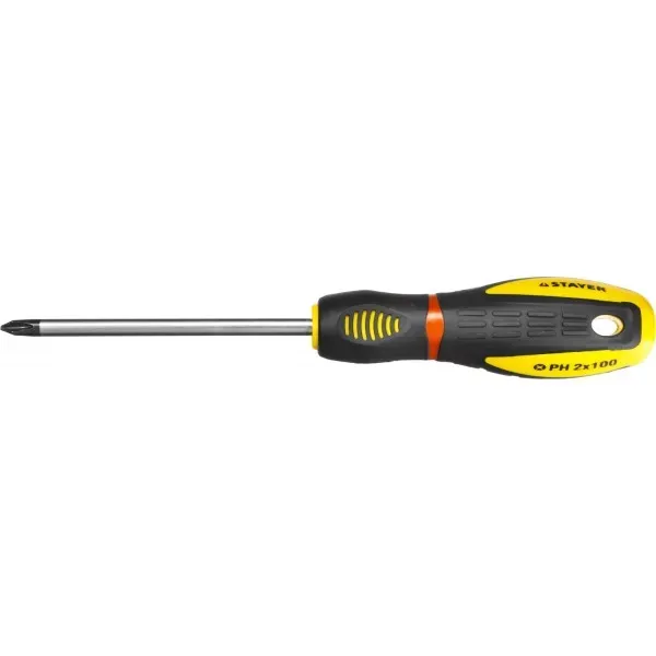 Отвертка STAYER "PROFI" "PROTech", двухкомп рукоятка, намагниченная, Cr-Mo, PH2x100мм 25132-2-10_z02 купить в Нягани