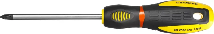 Отвертка STAYER "PROFI" "PROTech", двухкомп рукоятка, намагниченная, Cr-Mo, PH2x100мм 25132-2-10_z02 купить в Нягани