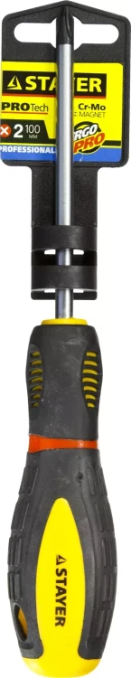 Отвертка STAYER "PROFI" "PROTech", двухкомп рукоятка, намагниченная, Cr-Mo, PH2x100мм 25132-2-10_z02 купить в Нягани