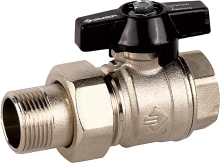 Кран шаровой ЗУБР полнопроходной с накидной гайкой &quot;мама-папа&quot;, бабочка, никелированная латунь, 3/4&quot; 4-51327-C-3/4 купить в Нягани