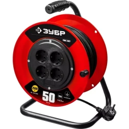 Удлинитель на катушке "ПВС 307", 50 м, 2500 Вт, 4 гнезда, ПВС 3х0,75 кв мм, ЗУБР 55083-50