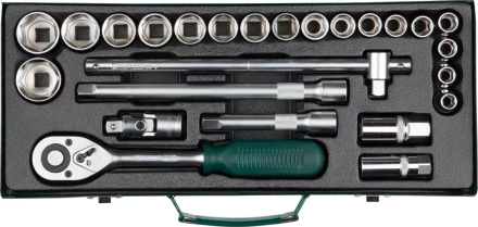 Набор торцовых головок KRAFTOOL &quot;INDUSTRIE QUALITAT&quot; (1/2&quot;) универсальный, Cr-V, металлический кейс, 25 предметов 27892-H25_z01 купить в Нягани