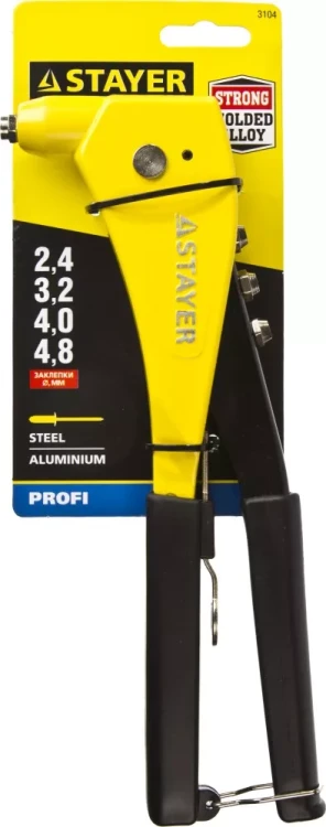 Заклепочник, STAYER ProFix "RX600", литой корпус, для заклепок d=2,4 / 3,2 / 4,0 / 4,8 мм - алюминий и сталь купить в Нягани