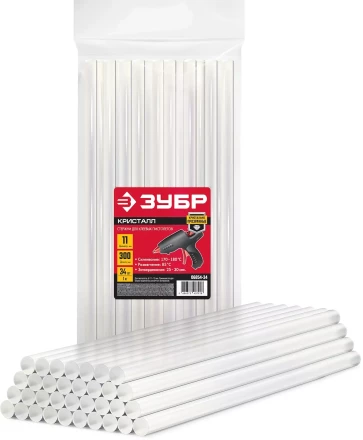 ЗУБР 11 х 300 мм, 34 шт, прозрачные универсальные клеевые стержни (06854-34) купить в Нягани